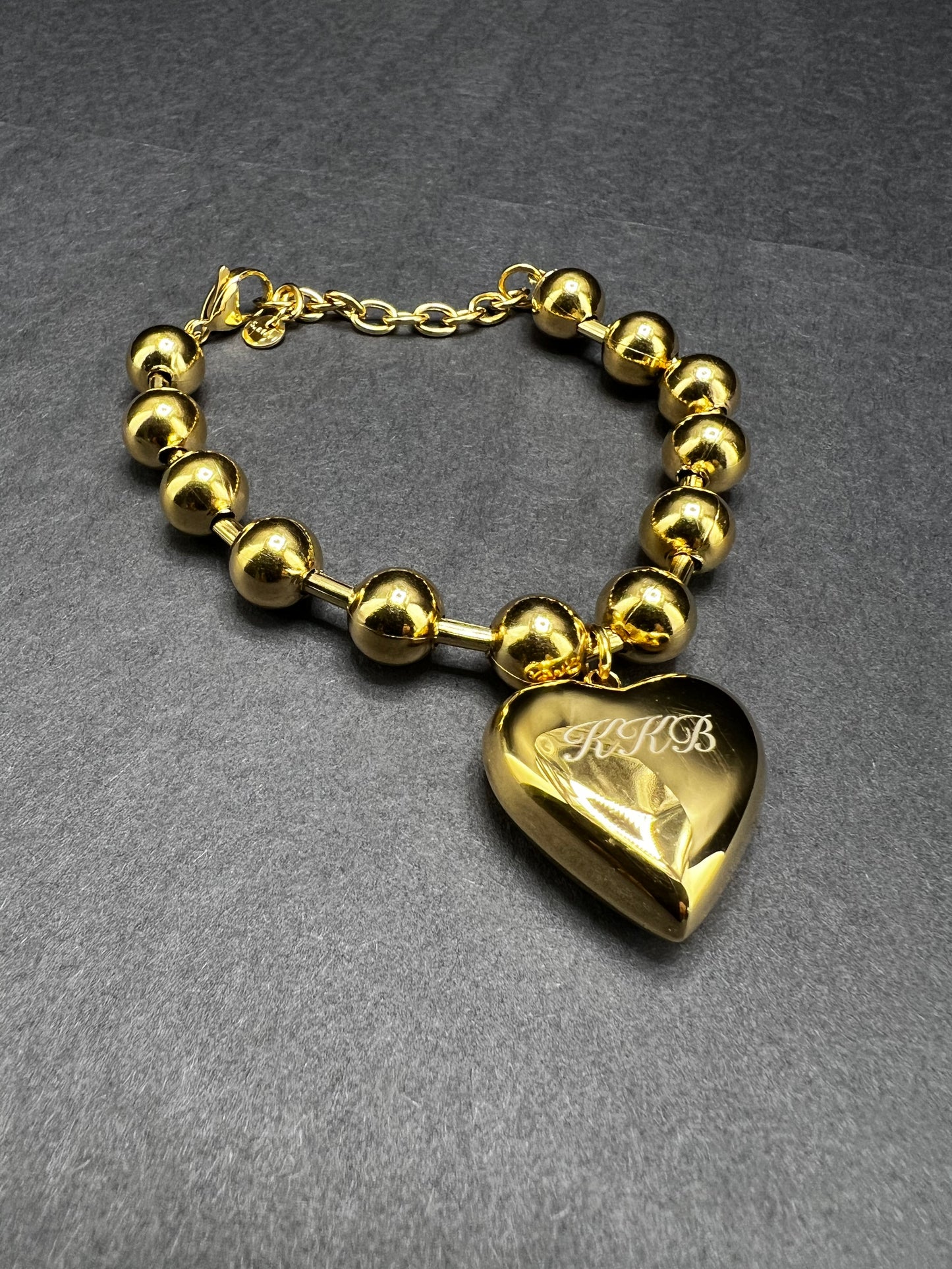 Beaded Heart Charm Bracelet