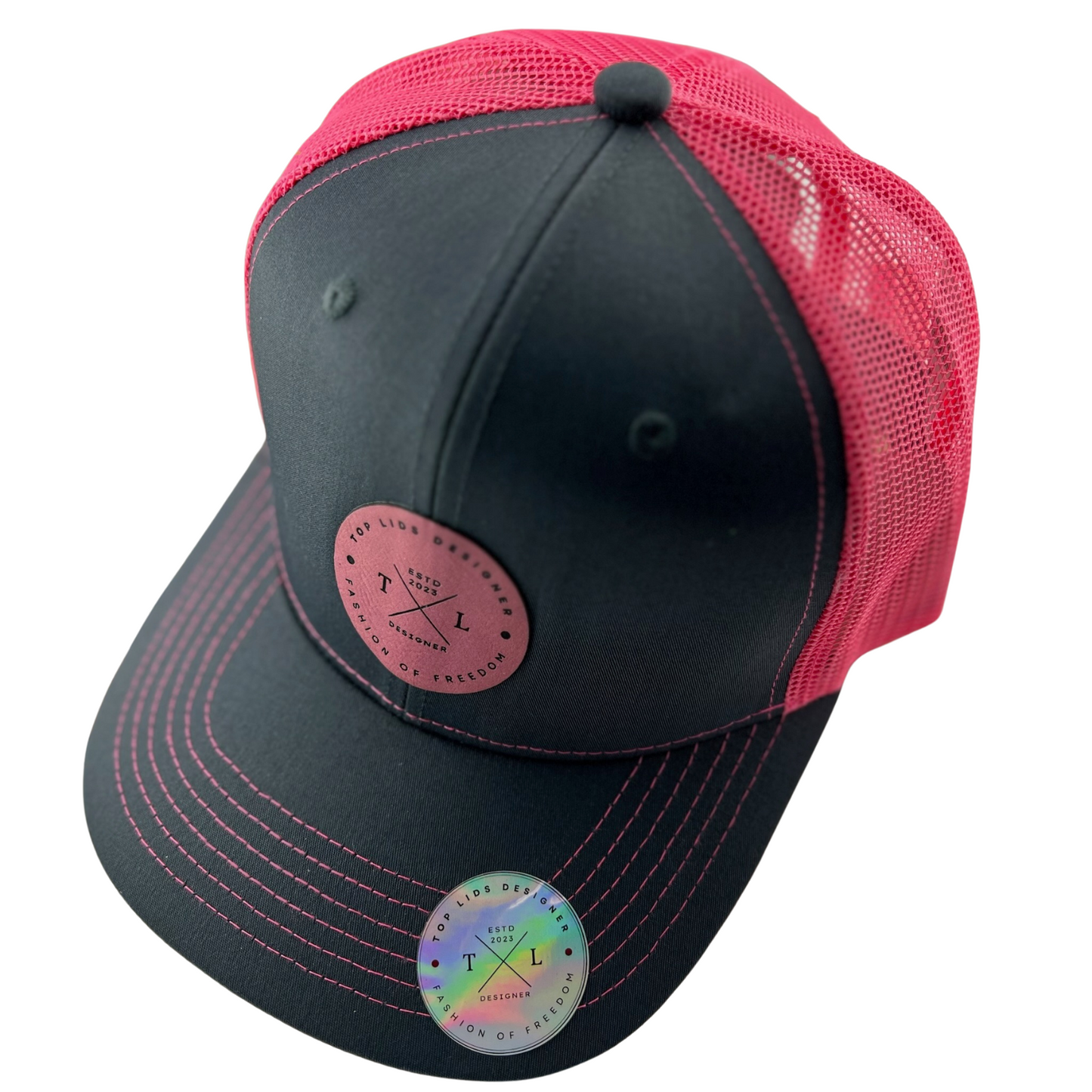 6-Panel Slight Curved Bill Mesh - Gray/Pink