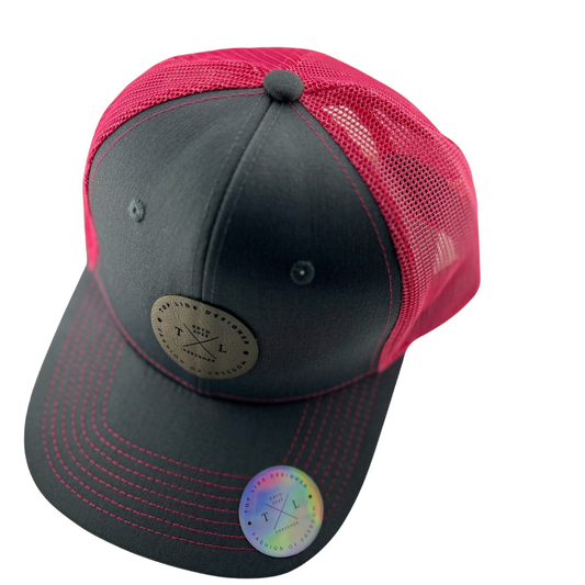 6-Panel Slight Curved Bill Mesh - Gray/Fuchsia