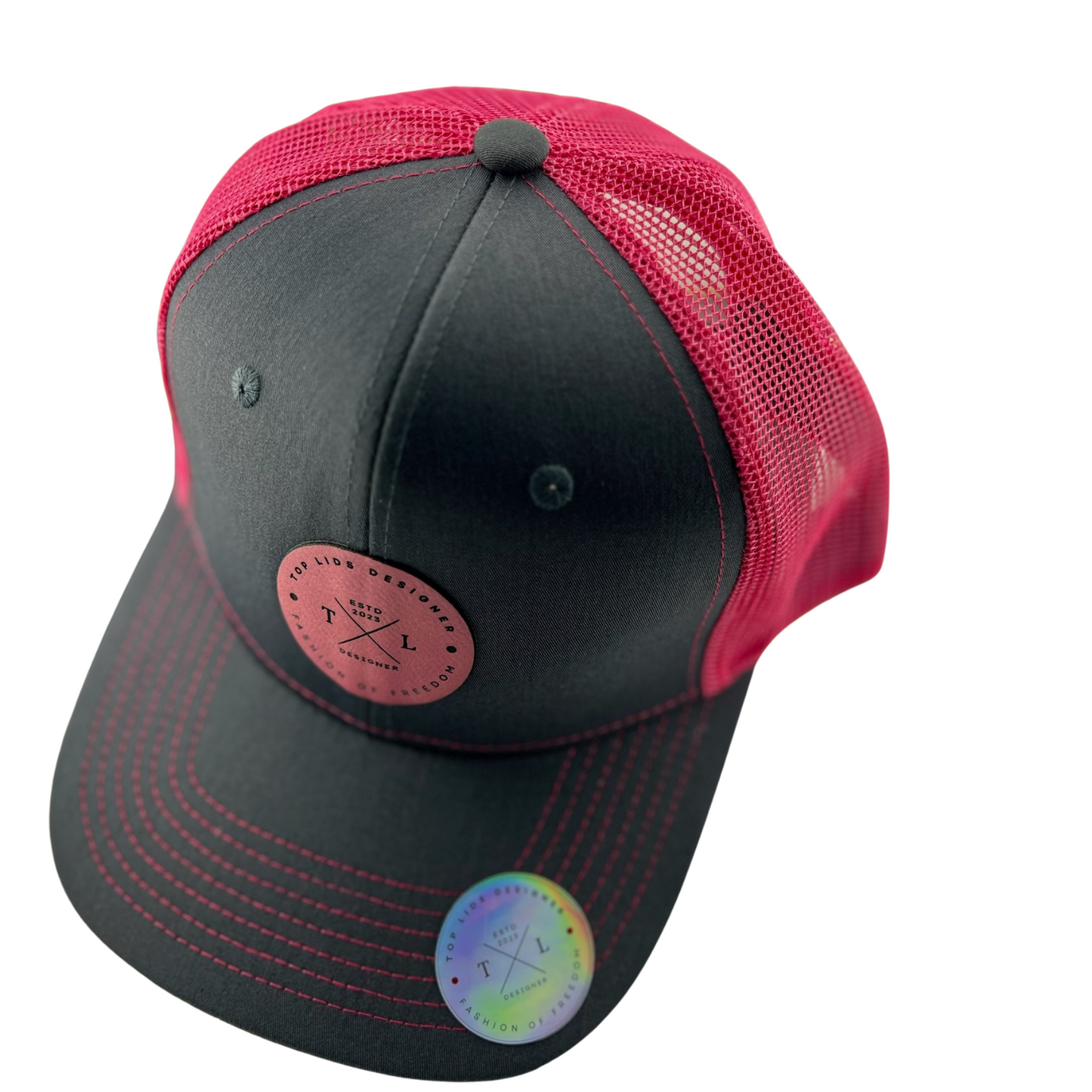 6-Panel Slight Curved Bill Mesh - Gray/Fuchsia