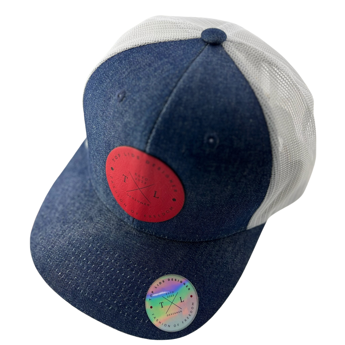 6-Panel Slight Curved Bill Mesh - Denim/White