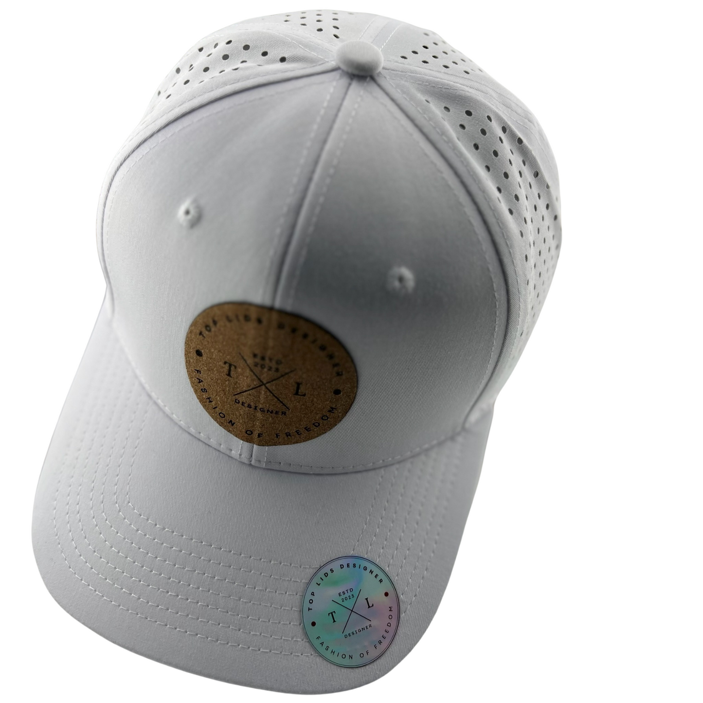 6-Panel Slight Curved Bill Laser-Cut - White