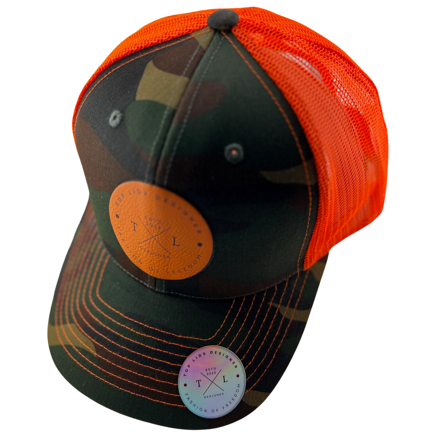 6-Panel Slight Curved Bill Mesh - Orange Camo