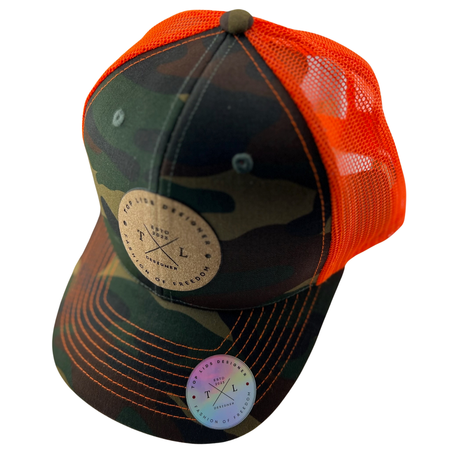 6-Panel Slight Curved Bill Mesh - Orange Camo