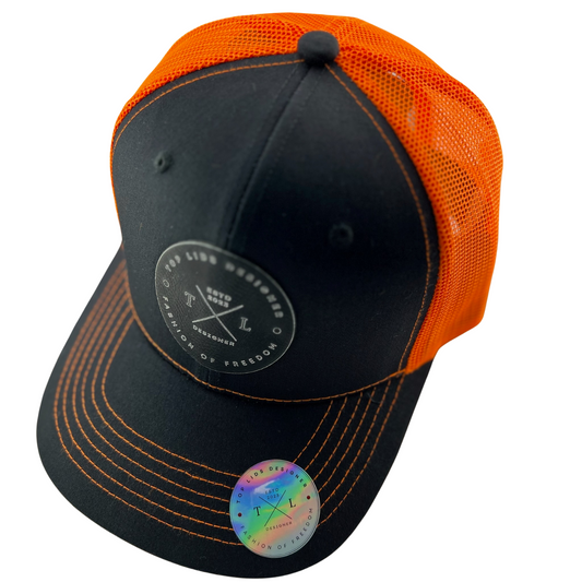 6-Panel Slight Curved Bill Mesh - Black/Orange