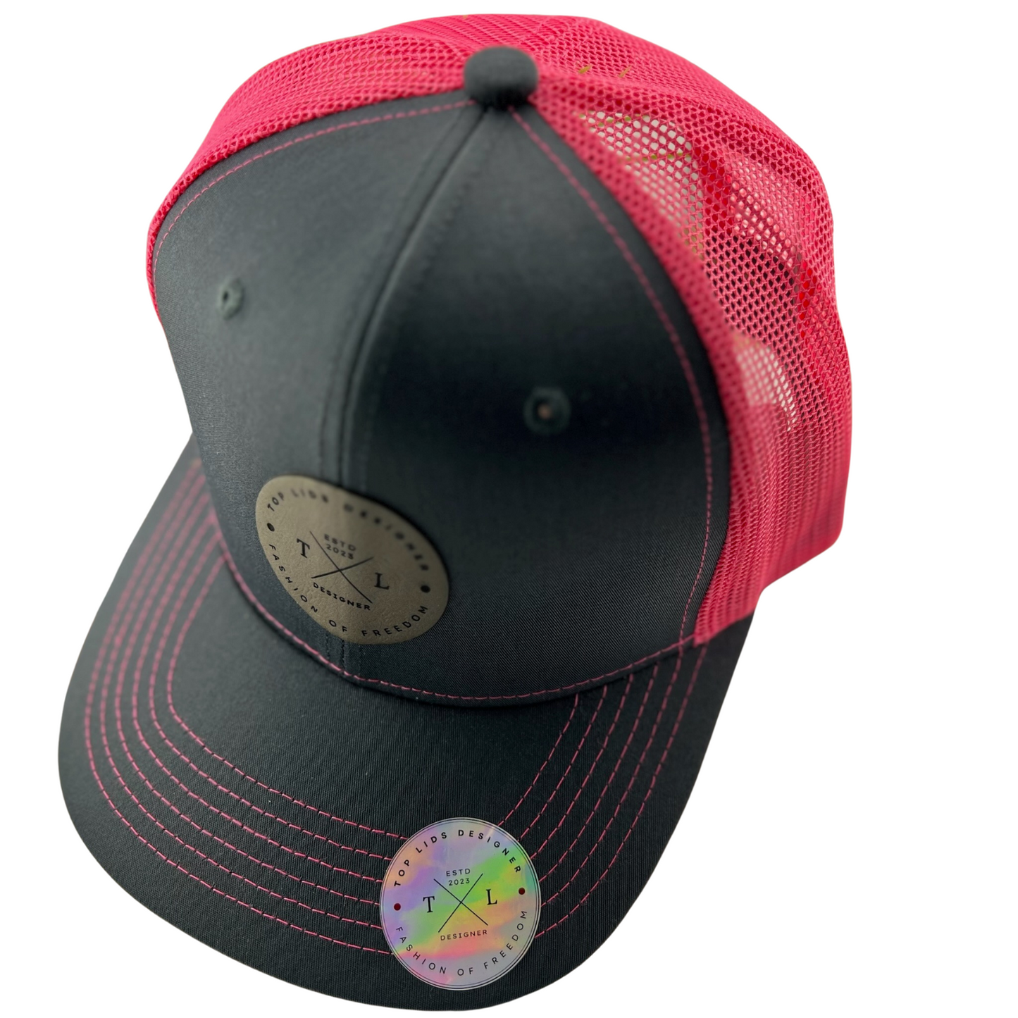 6-Panel Slight Curved Bill Mesh - Gray/Pink