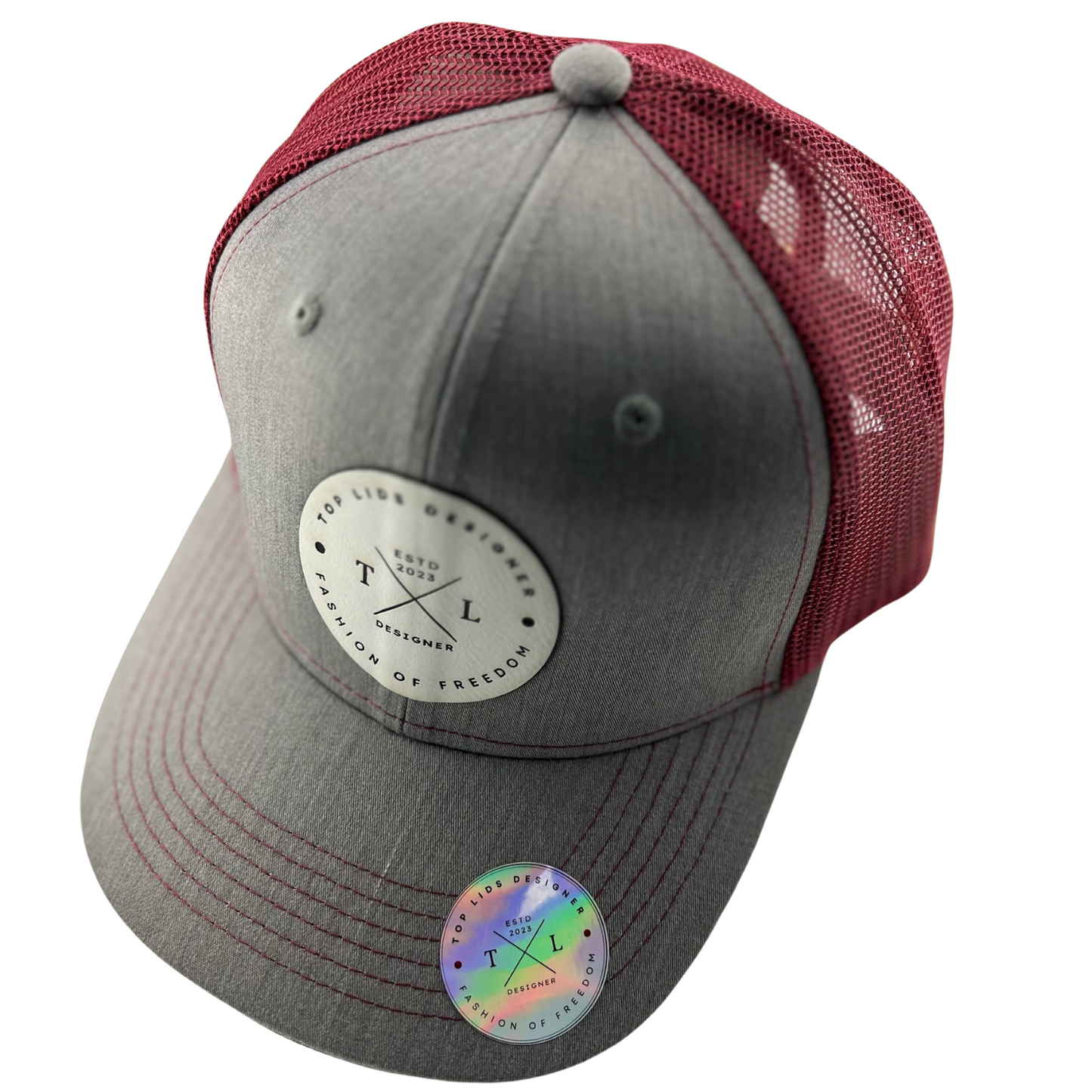 6-Panel Slight Curved Bill Mesh - Gray/Burgundy