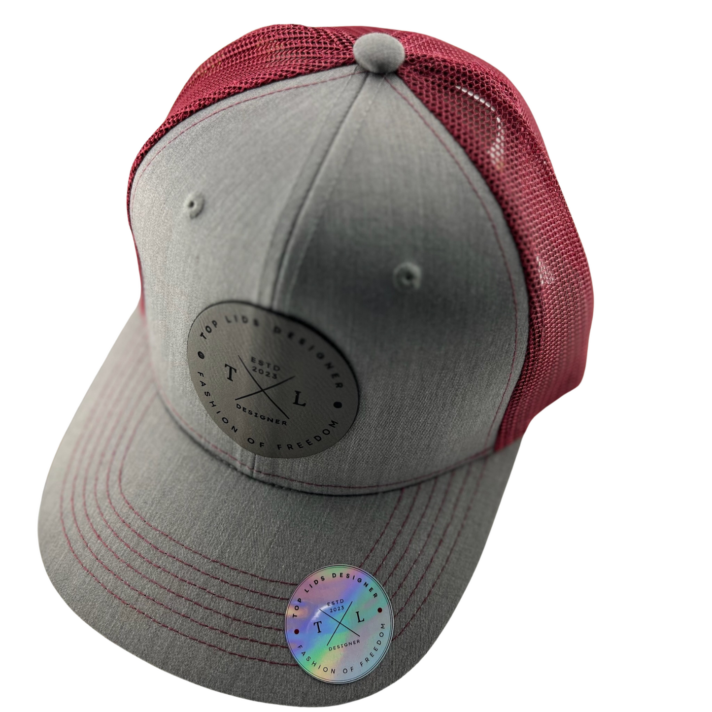 6-Panel Slight Curved Bill Mesh - Gray/Burgundy