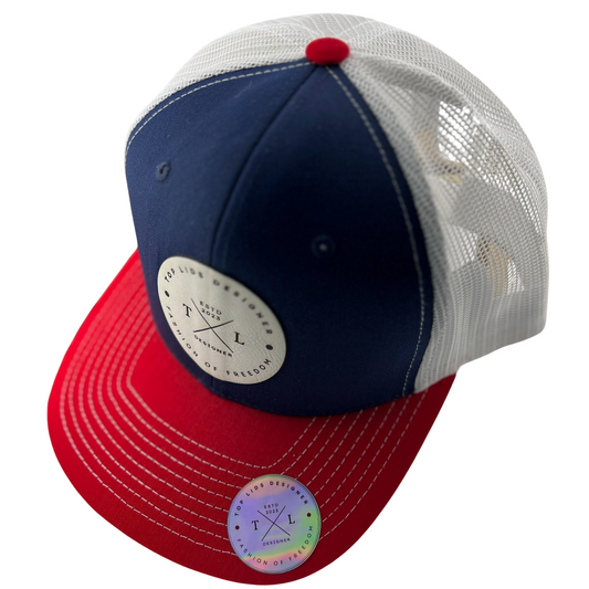 6-Panel Slight Curved Bill Mesh - Red/White/Blue