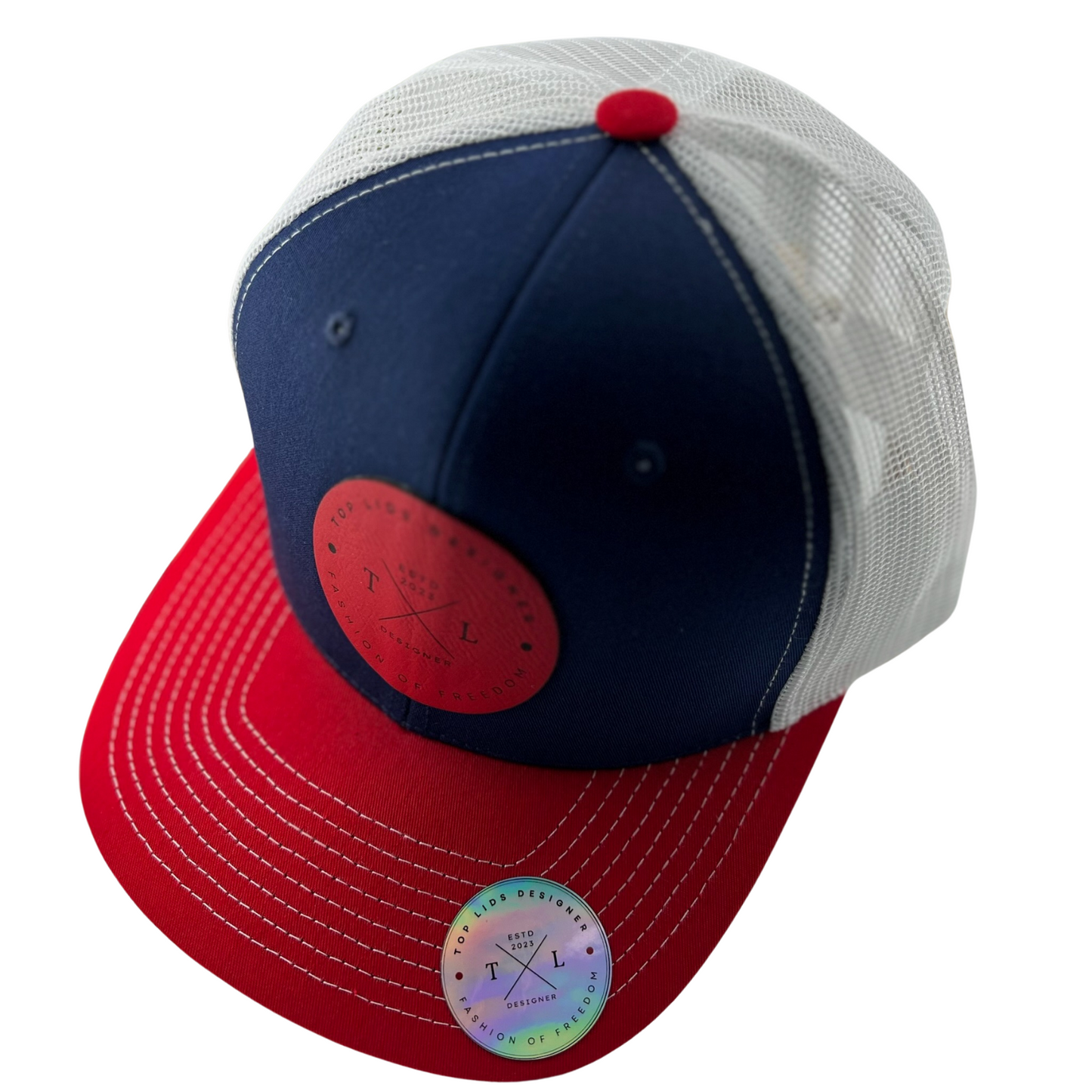 6-Panel Slight Curved Bill Mesh - Red/White/Blue