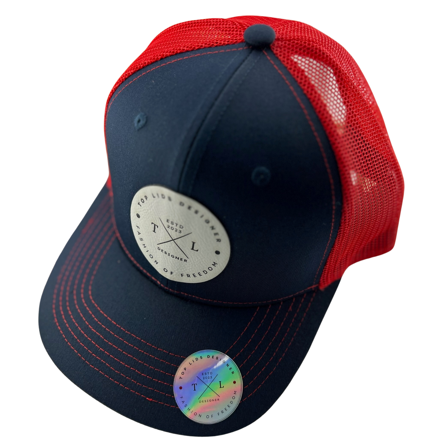 6-Panel Slight Curved Bill Mesh - Navy/Red