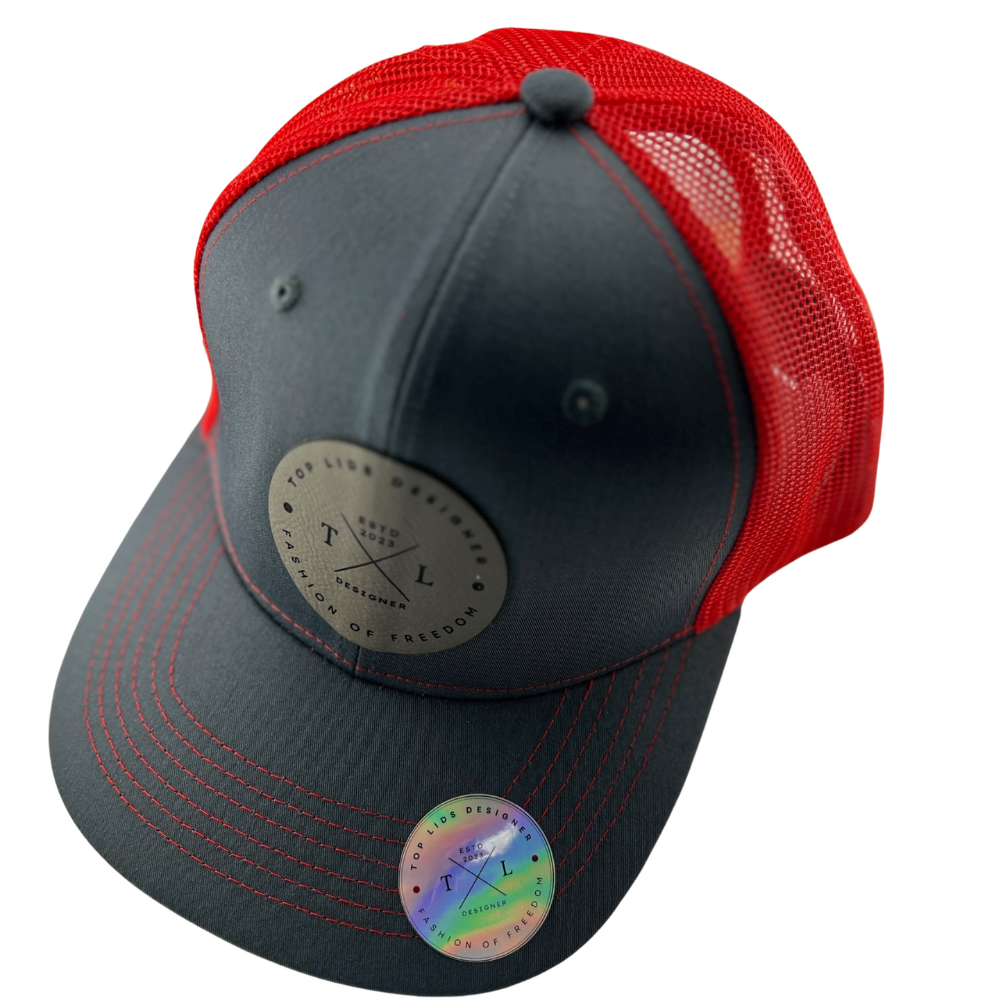 6-Panel Slight Curved Bill Mesh - Gray/Red