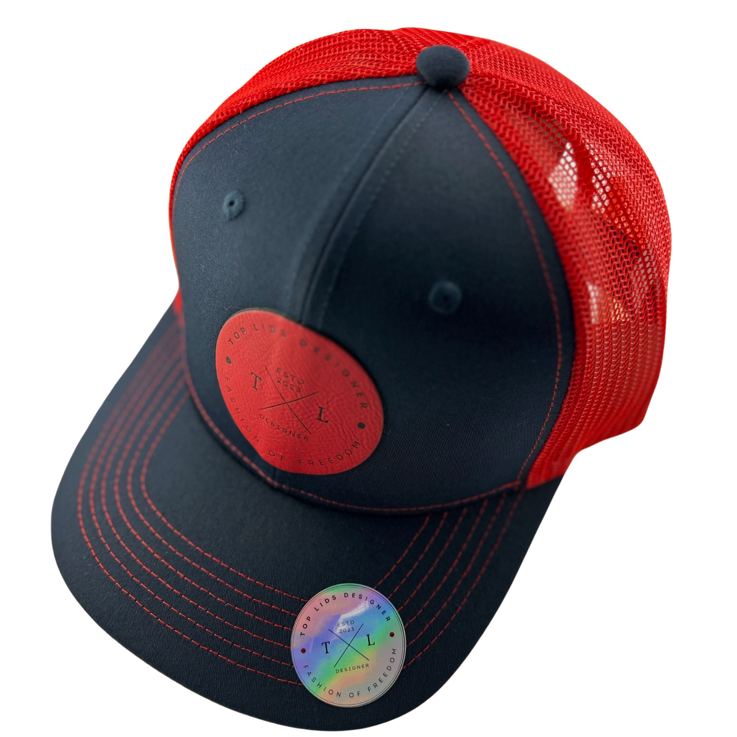 6-Panel Slight Curved Bill Mesh - Navy/Red