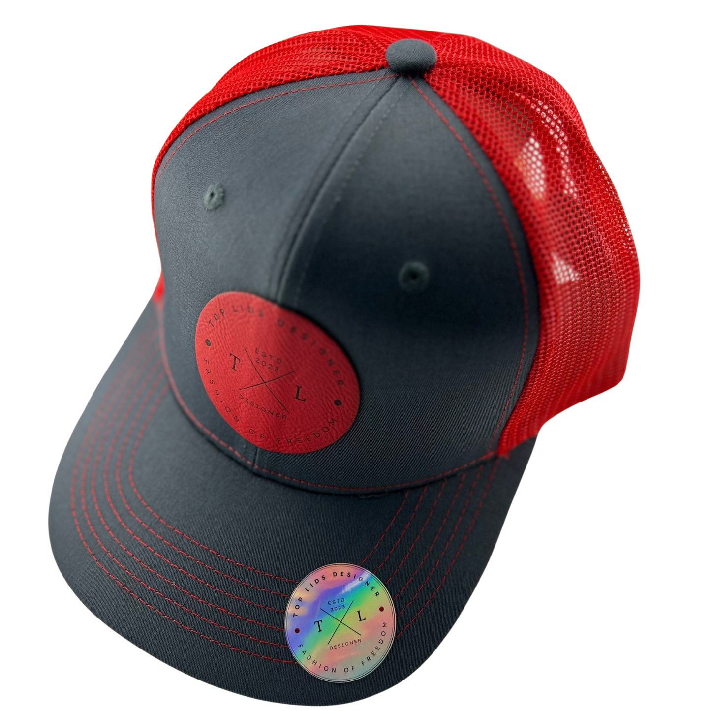 6-Panel Slight Curved Bill Mesh - Gray/Red