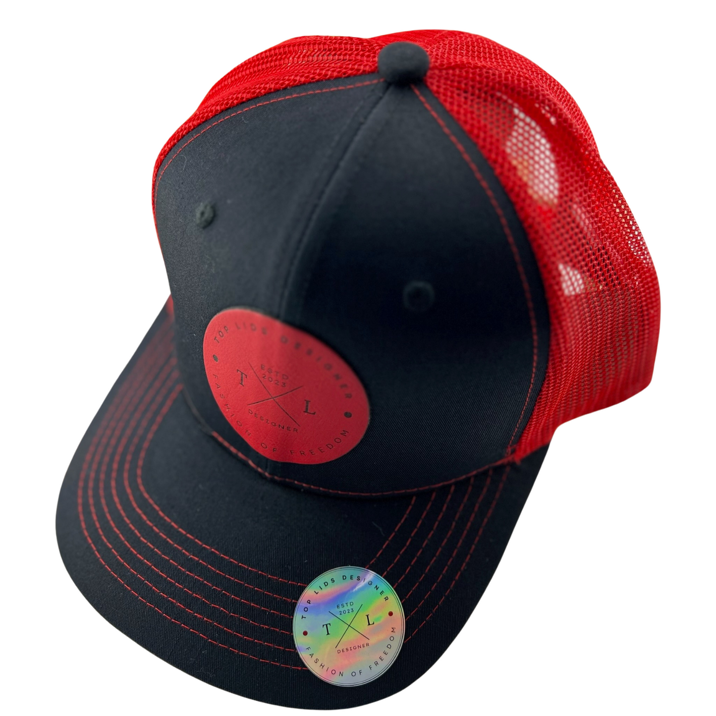 6-Panel Slight Curved Bill Mesh - Black/Red