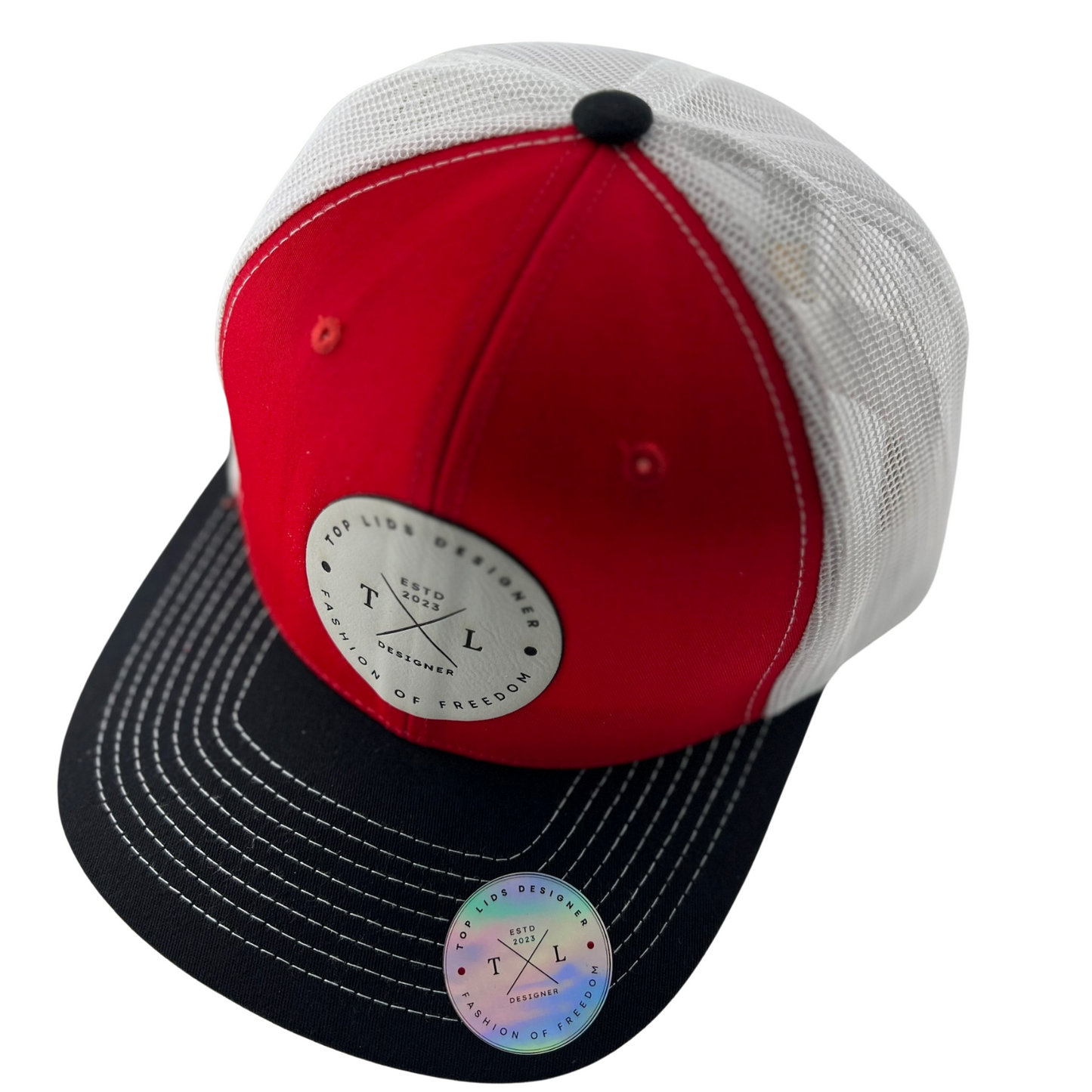 6-Panel Slight Curved Bill Mesh - Red/White/Black