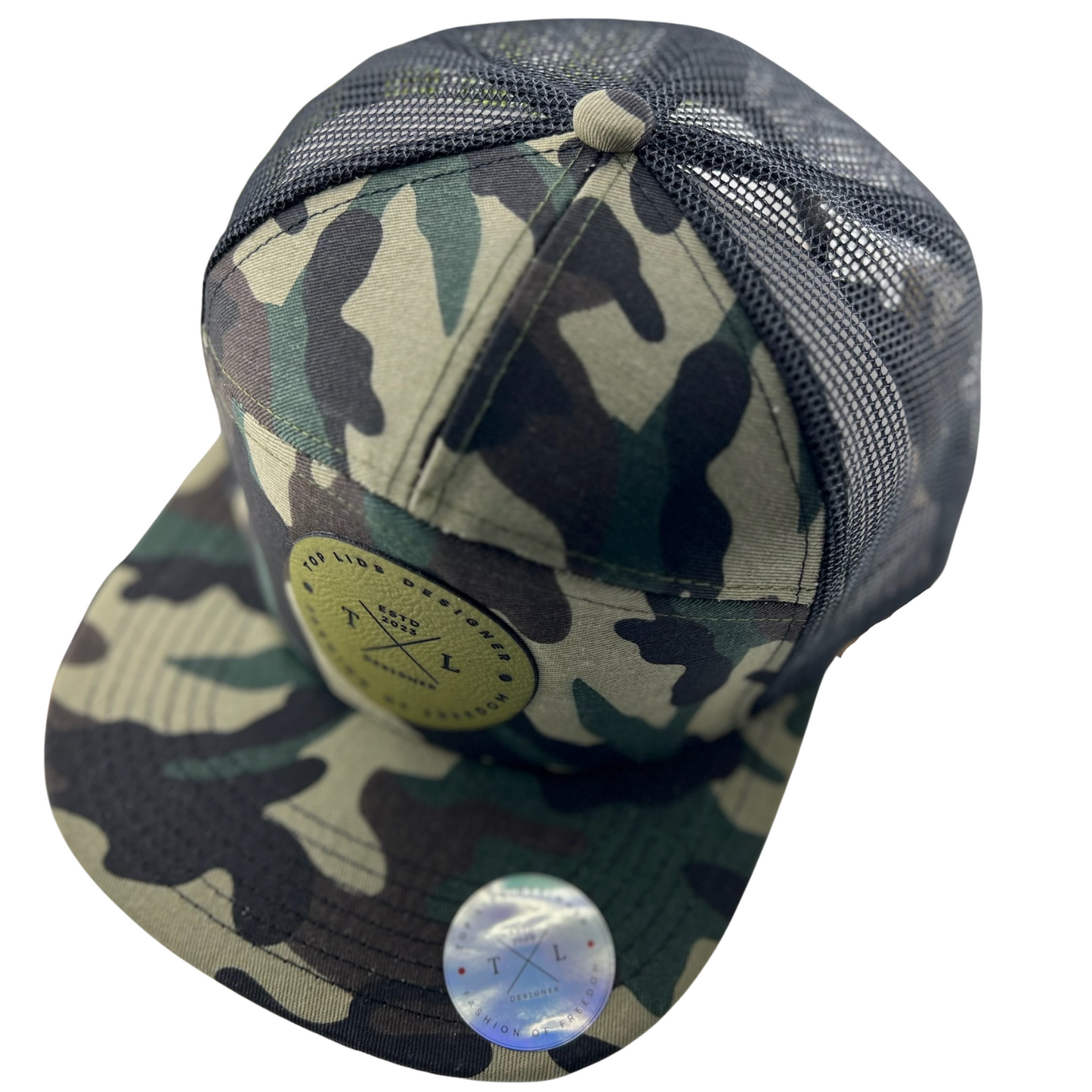 7-Panel Flat Bill Mesh - Camo Black Mesh