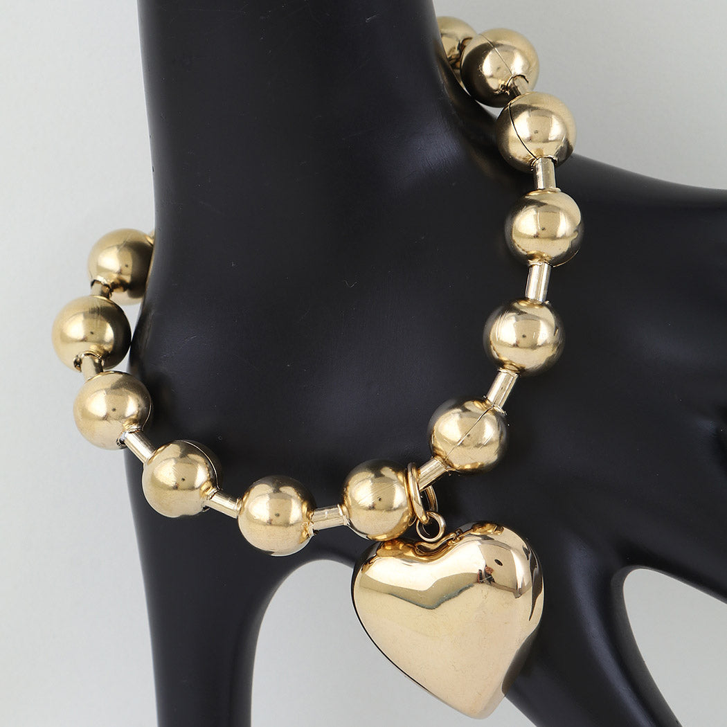 Beaded Heart Charm Bracelet