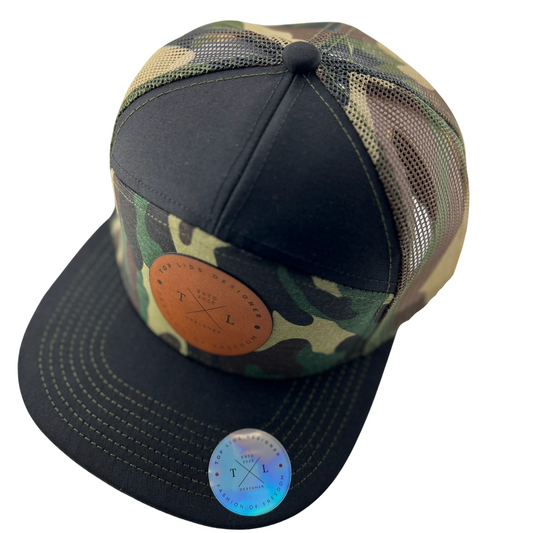 7-Panel Flat Bill Mesh - Black/Camo