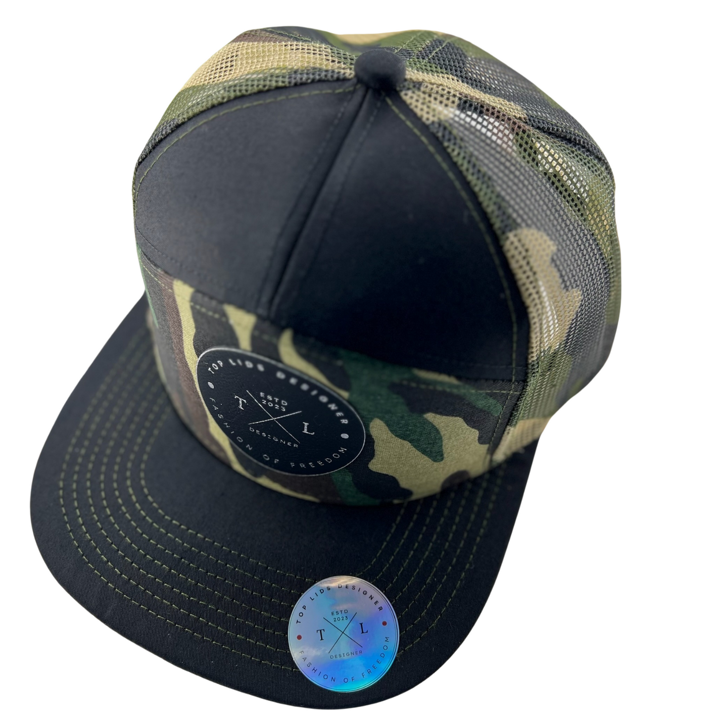 7-Panel Flat Bill Mesh - Black/Camo