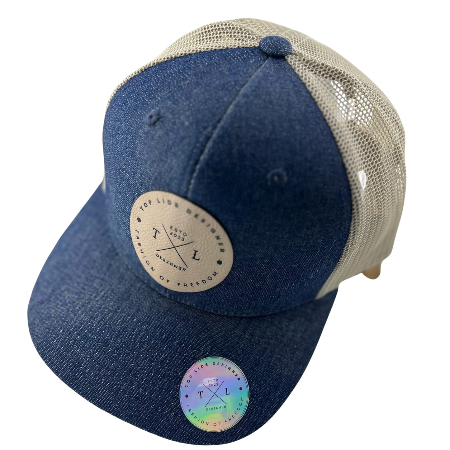 6-Panel Slight Curved Bill Mesh - Denim/Beige