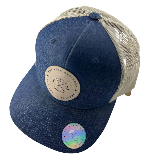 6-Panel Slight Curved Bill Mesh - Denim/Beige