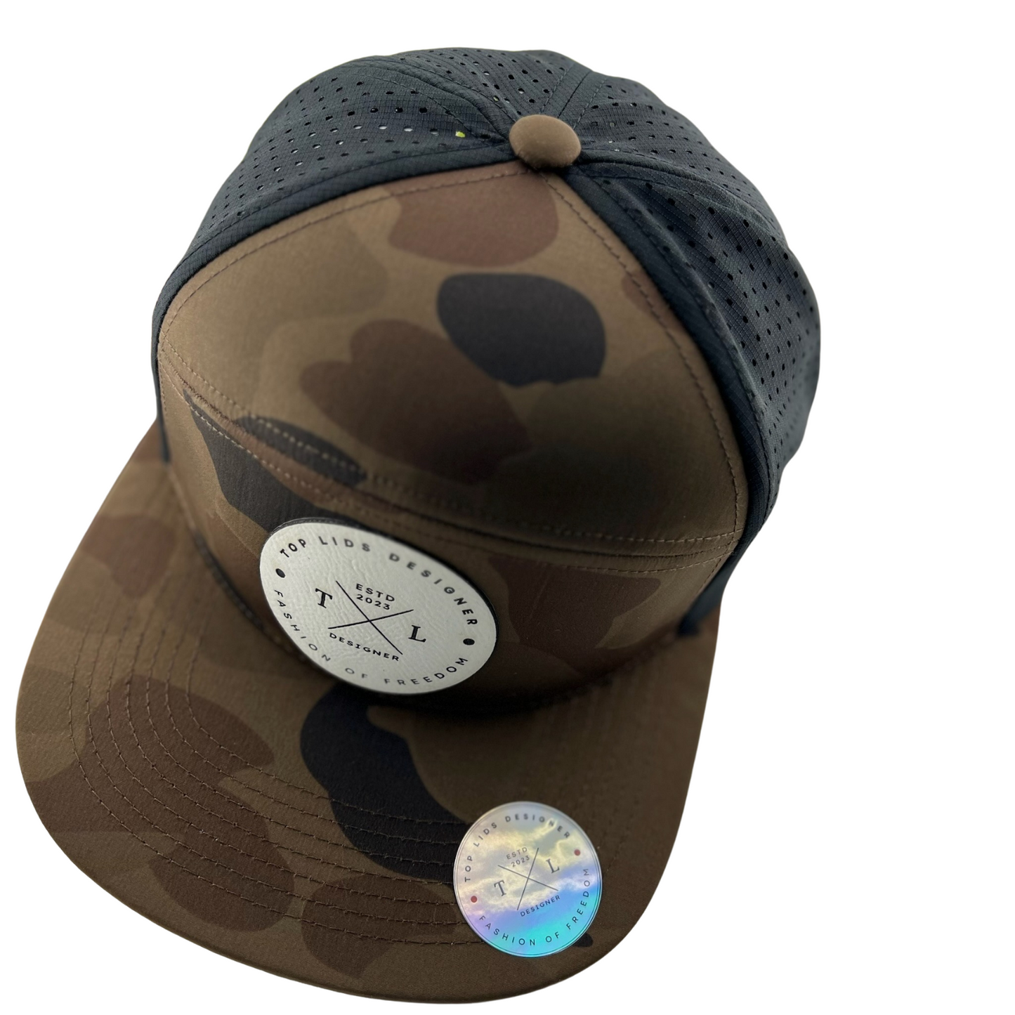 6-Panel Flat Bill Laser-Cut - Brown Camo