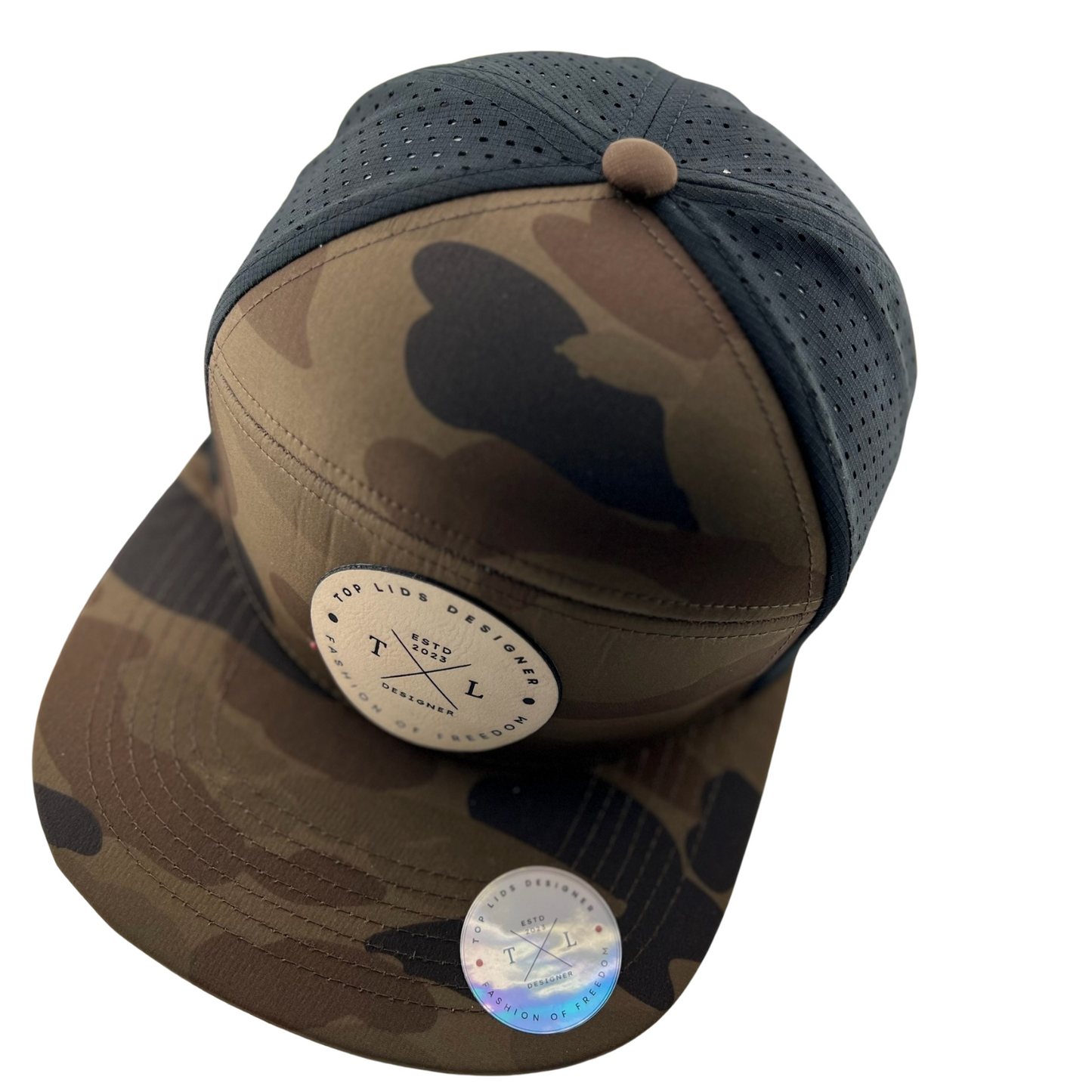 6-Panel Flat Bill Laser-Cut - Brown Camo