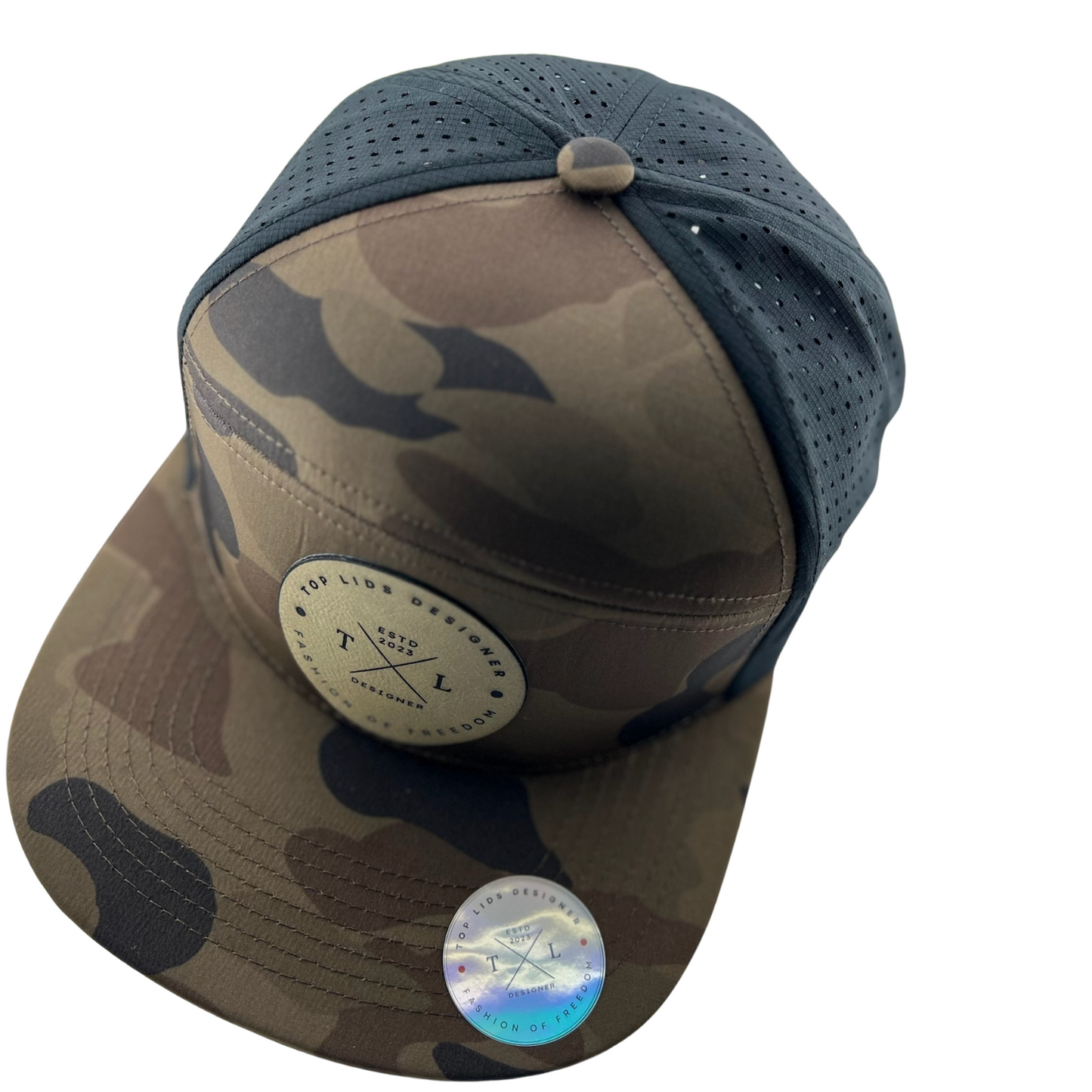 6-Panel Flat Bill Laser-Cut - Brown Camo