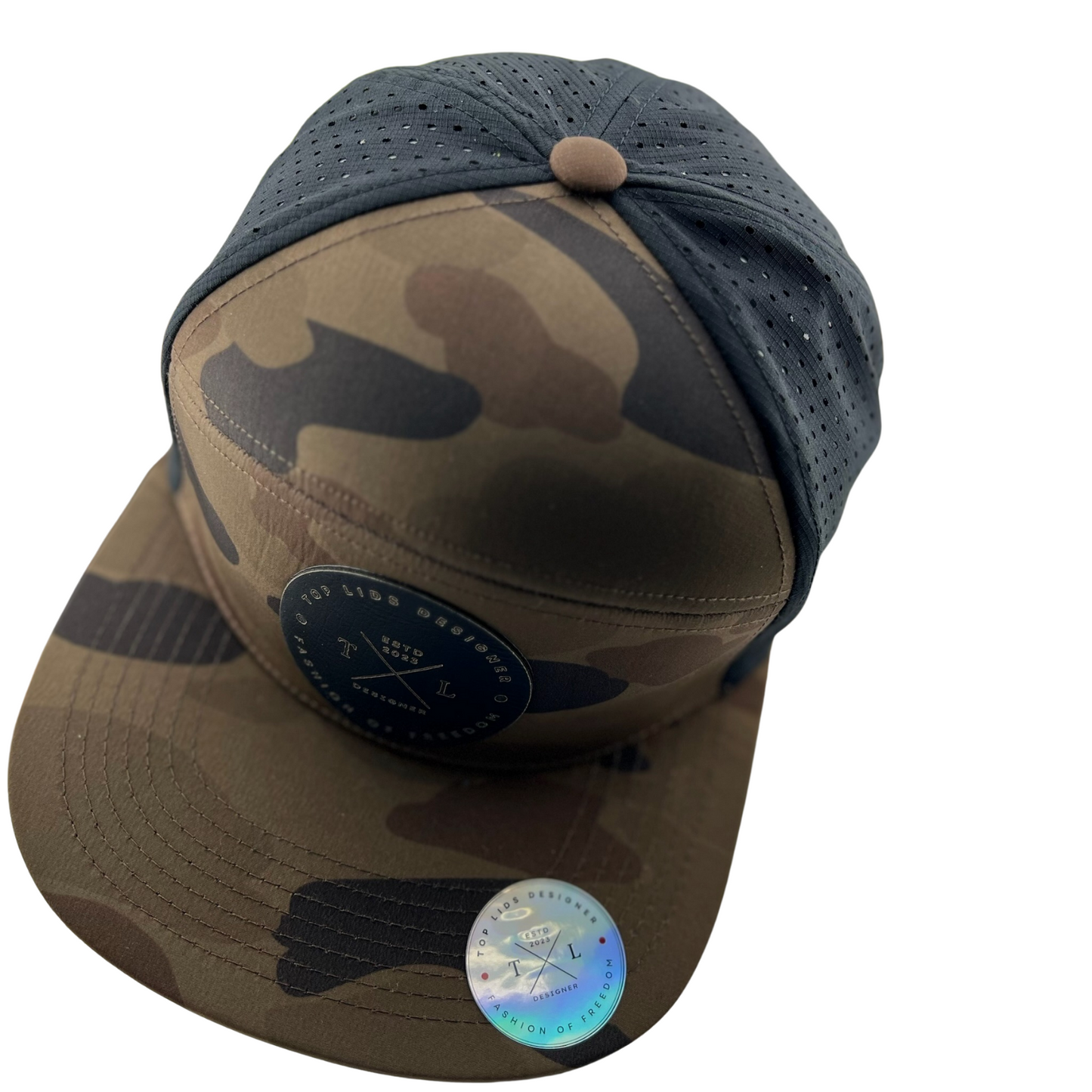 6-Panel Flat Bill Laser-Cut - Brown Camo