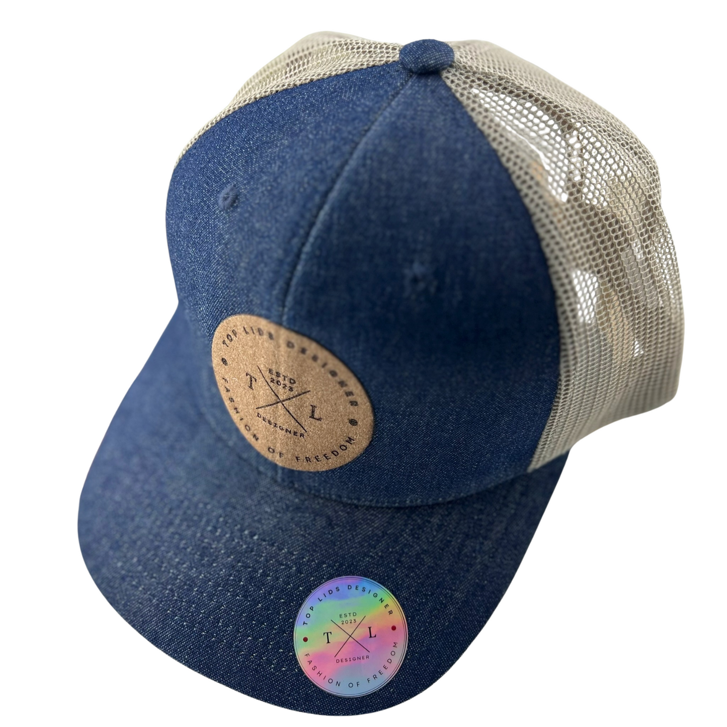 6-Panel Slight Curved Bill Mesh - Denim/Beige