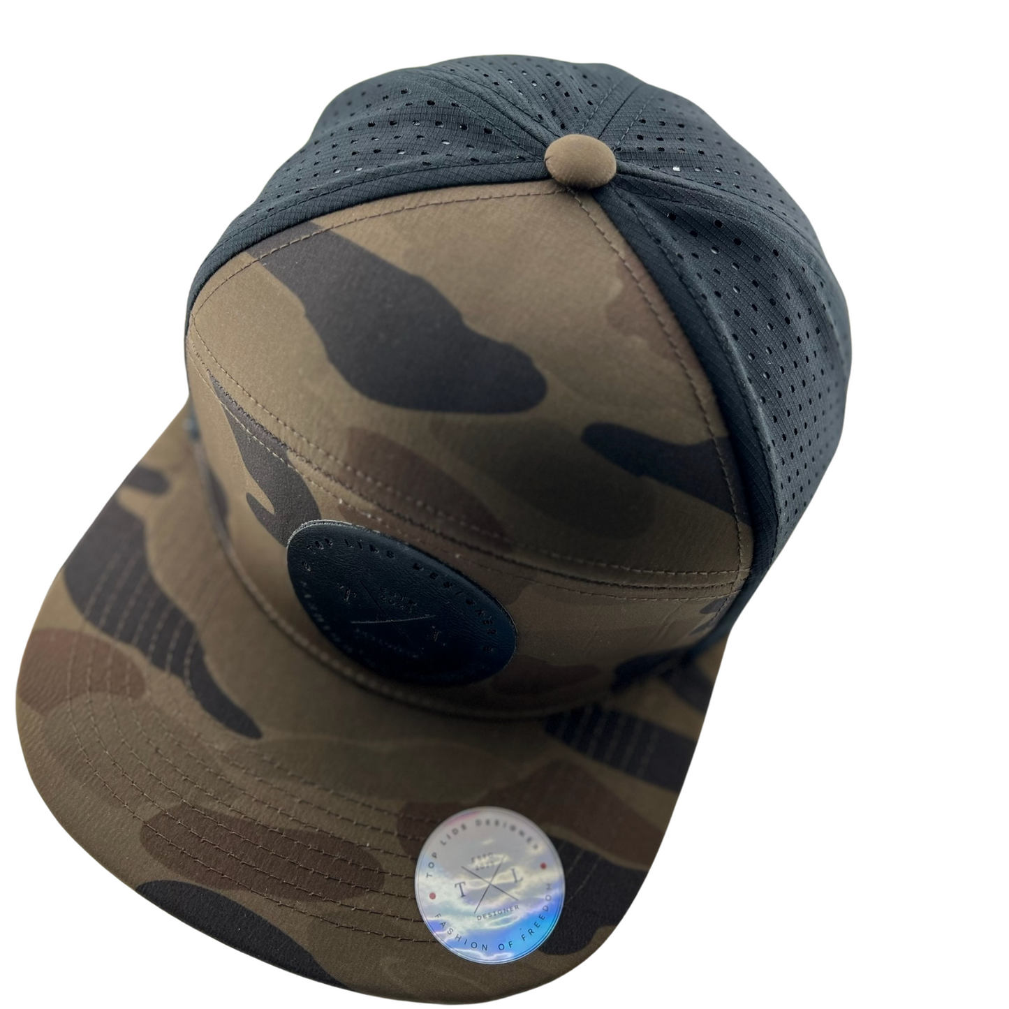 6-Panel Flat Bill Laser-Cut - Brown Camo