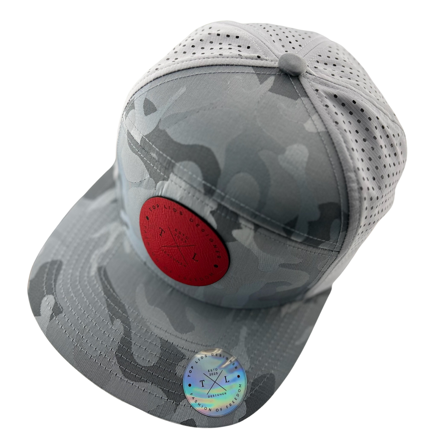 6-Panel Flat Bill Laser-Cut - Gray Camo