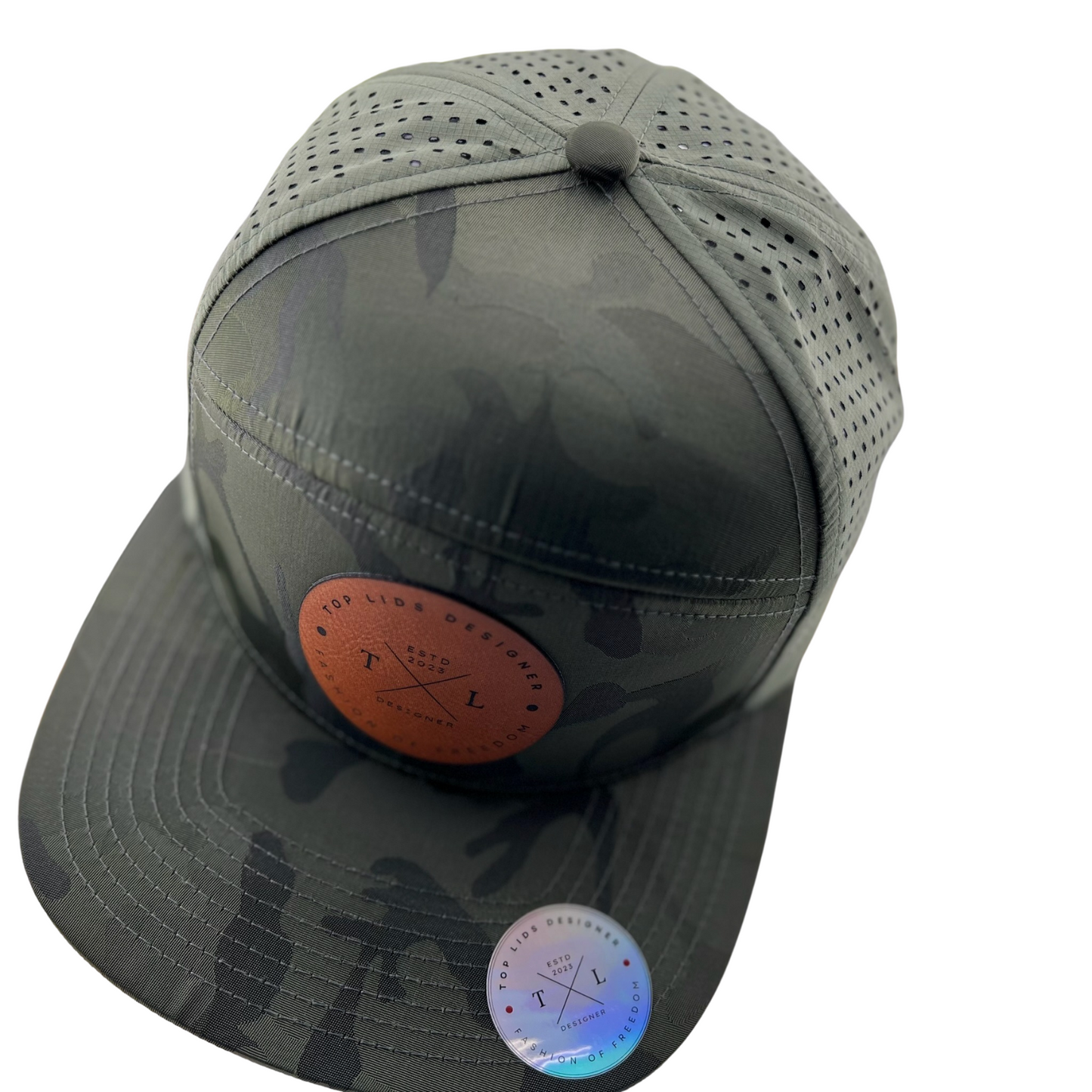 6-Panel Flat Bill Laser-Cut - Green Camo