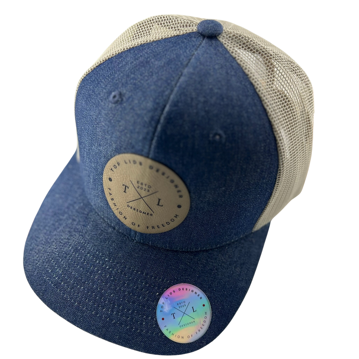 6-Panel Slight Curved Bill Mesh - Denim/Beige