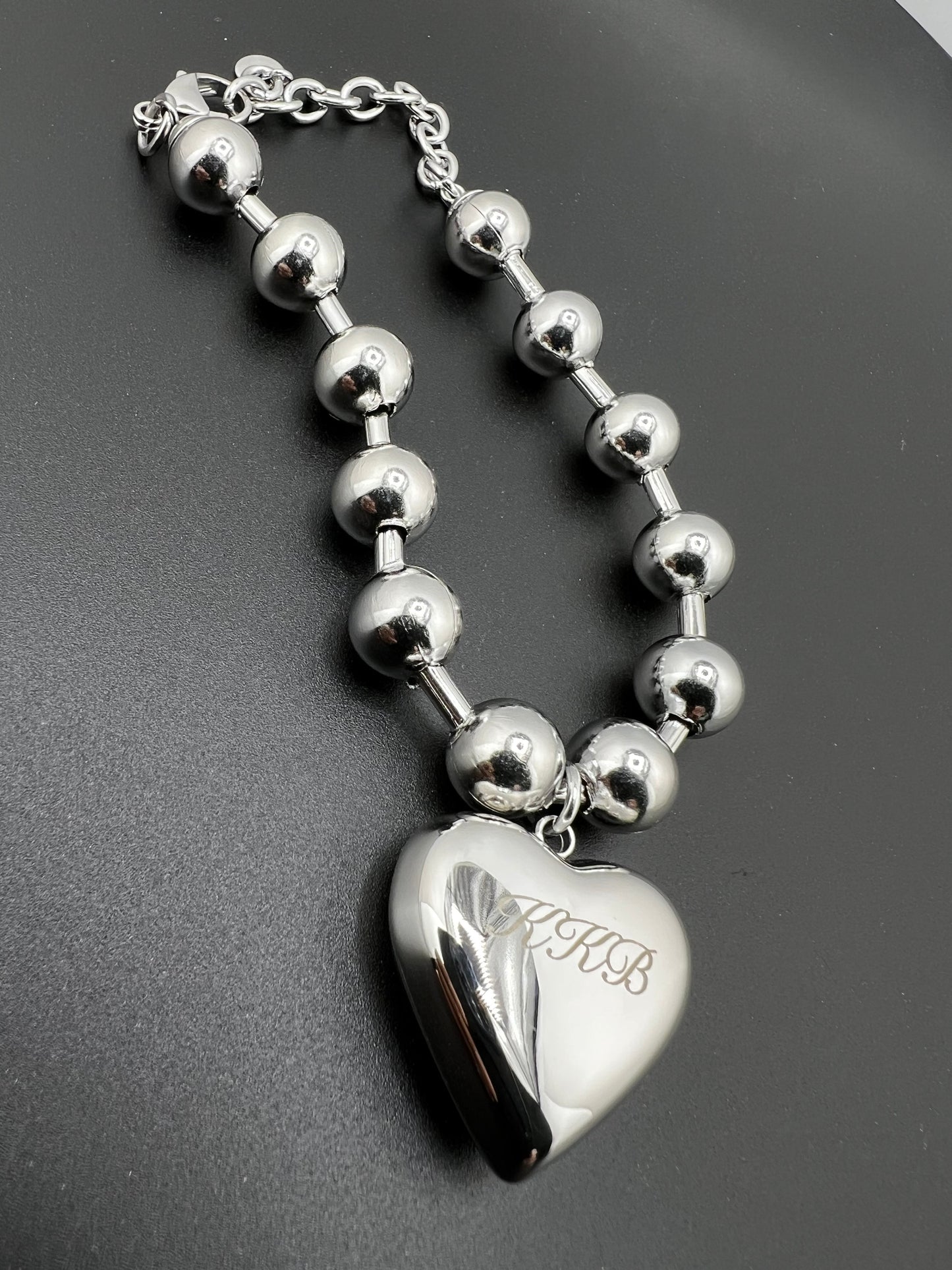 Beaded Heart Charm Bracelet